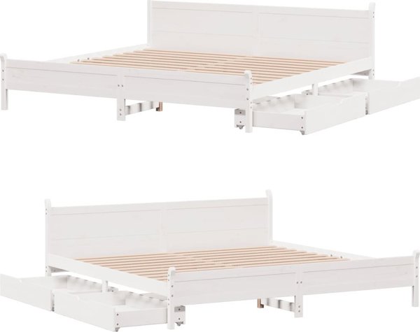vidaXL Κρεβάτι χωρίς στρώμα, λευκό, 200x200 cm, μασίφ ξύλο πεύκου
