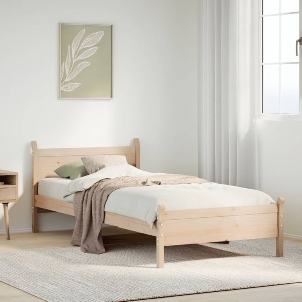 vidaXL Σκελετός κρεβατιού χωρίς στρώμα 75x190 cm από ατόφιο πεύκο