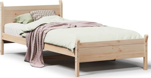 vidaXL Σκελετός κρεβατιού χωρίς στρώμα 75x190 cm από ατόφιο πεύκο