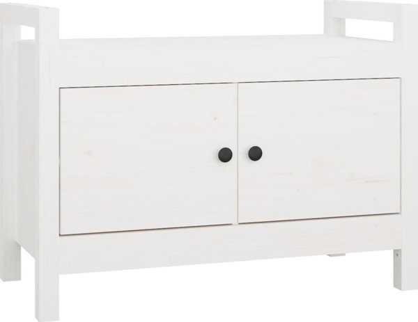 vidaXL Lawka do przedpokoju, bialy, 80x40x60 cm, lite drewno sosnowe