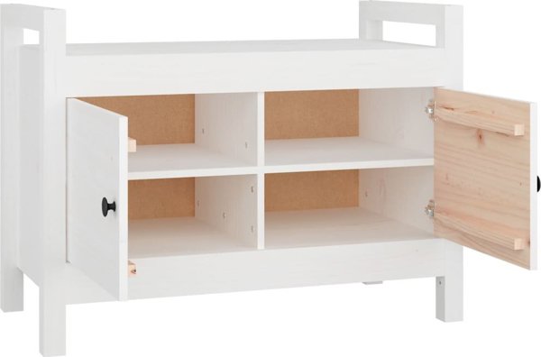 vidaXL Lawka do przedpokoju, bialy, 80x40x60 cm, lite drewno sosnowe
