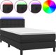 vidaXL Lozko kontynentalne z materacem i LED czarna ekoskora 90x200 cm