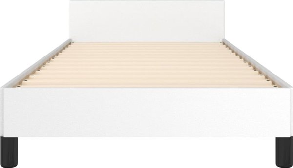 vidaXL Rama lozka z zaglowkiem biala 100x200 cm obite sztuczna skora
