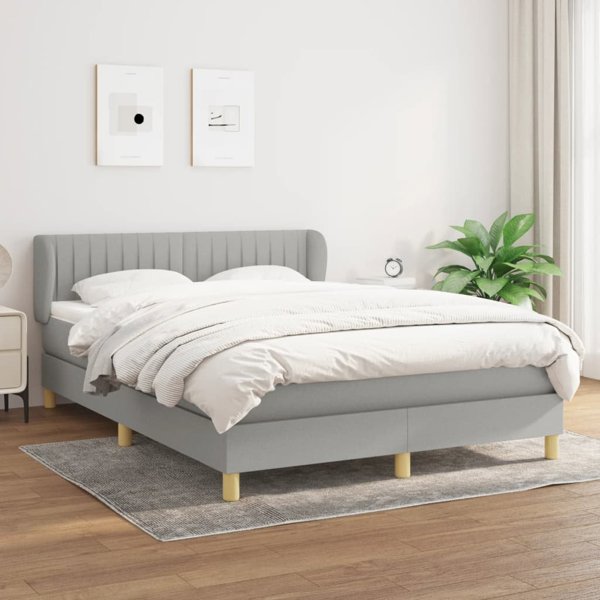 vidaXL Κοντινεντάλε Κρεβάτι 140x190cm Ανοιχτό Γκρι Υφασμάτινο