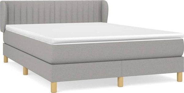 vidaXL Κοντινεντάλε Κρεβάτι 140x190cm Ανοιχτό Γκρι Υφασμάτινο
