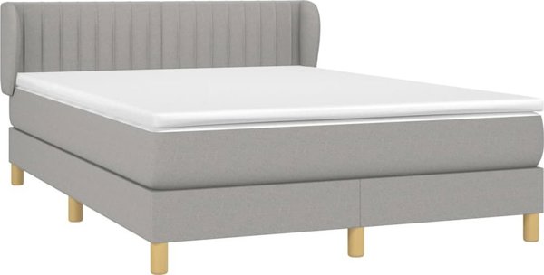 vidaXL Κοντινεντάλε Κρεβάτι 140x190cm Ανοιχτό Γκρι Υφασμάτινο