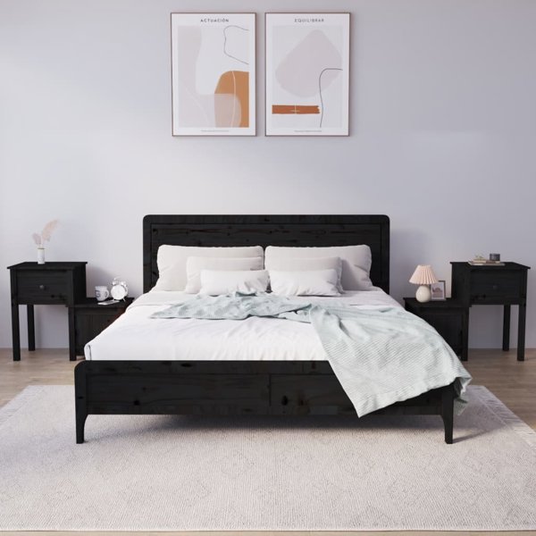vidaXL vidaXL Szafki nocne, 2 szt., czarne, 79,5x38x65,5 cm, drewno sosnowe