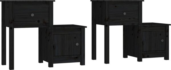 vidaXL vidaXL Szafki nocne, 2 szt., czarne, 79,5x38x65,5 cm, drewno sosnowe