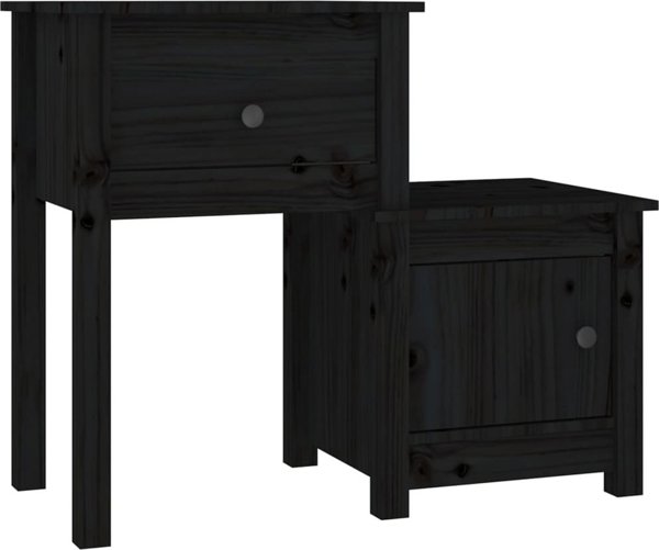 vidaXL vidaXL Szafki nocne, 2 szt., czarne, 79,5x38x65,5 cm, drewno sosnowe