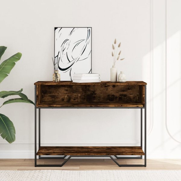vidaXL Κονσόλα τραπεζιού, καπνισμένο δρυς, 100x35x74,5 εκ.