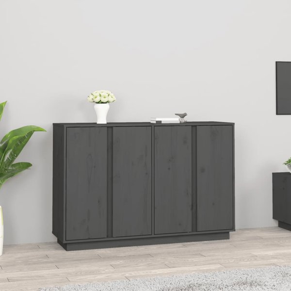 vidaXL Szafka, szara, 120x35x80 cm, lite drewno sosnowe