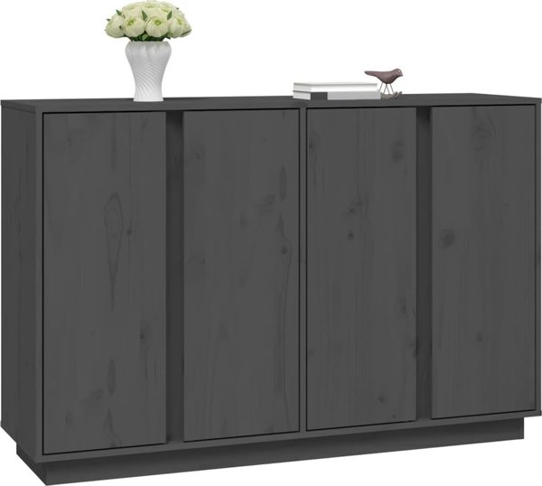 vidaXL Szafka, szara, 120x35x80 cm, lite drewno sosnowe