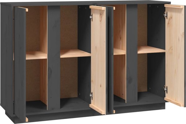 vidaXL Szafka, szara, 120x35x80 cm, lite drewno sosnowe