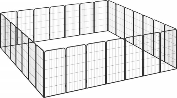 vidaXL vidaXL Kojec dla psa, 28 paneli, czarny, 50x100 cm, stal