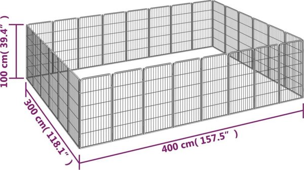 vidaXL vidaXL Kojec dla psa, 28 paneli, czarny, 50x100 cm, stal