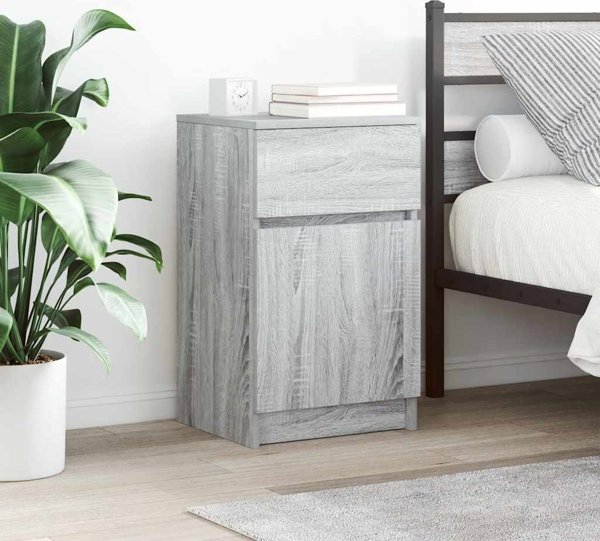 vidaXL Κομοδίνα 2 Τεμάχια, Χρώμα Γκρι Sonoma, Διαστάσεις 39x35x65 εκ., Από Επεξεργασμένο Ξύλο
