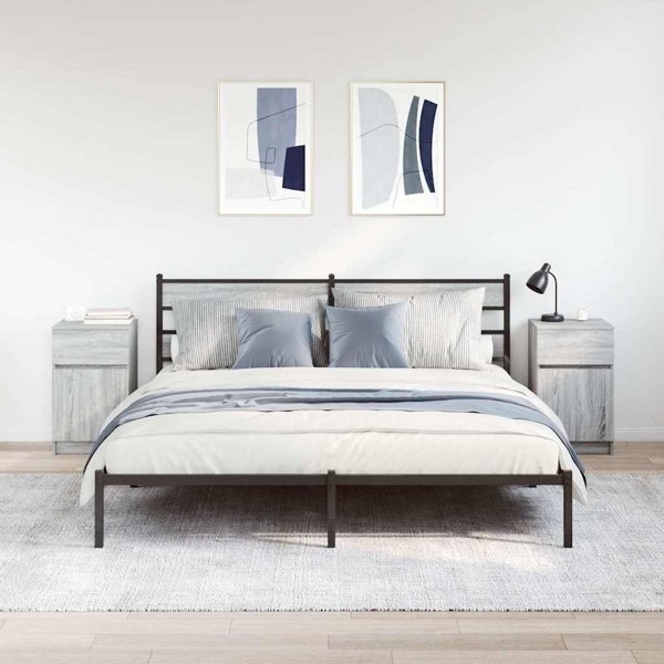 vidaXL Κομοδίνα 2 Τεμάχια, Χρώμα Γκρι Sonoma, Διαστάσεις 39x35x65 εκ., Από Επεξεργασμένο Ξύλο