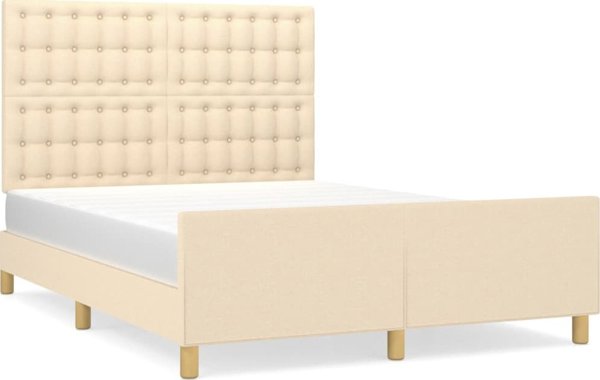 vidaXL Κρεβατόπανο με κεφαλάρι κρεμ, 140x200 εκ., επενδεδυμένο με ύφασμα