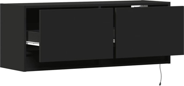 vidaXL Επιτοίχια τηλεοραστική ντουλάπα με LED, μαύρη, 100x31x35 cm