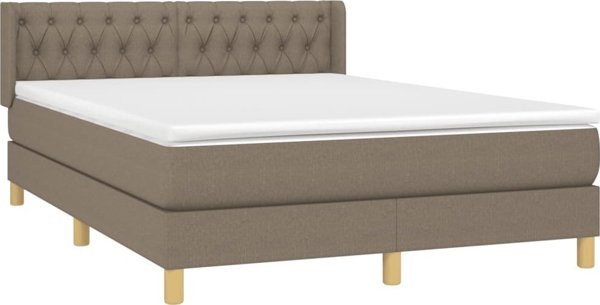 vidaXL Κρεβάτι Continental με Στρώμα, Υφασμάτινο, 140x200 cm, Taupe