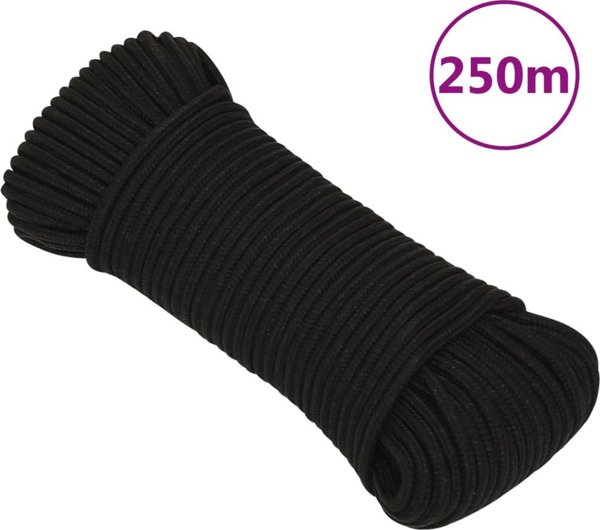 vidaXL vidaXL Linka robocza, czarna, 3 mm, 250 m, poliester