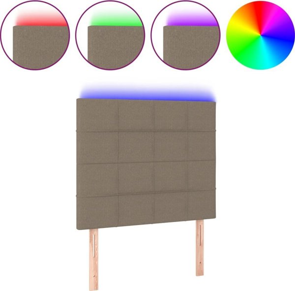 vidaXL Zaglowek do lozka me to LED, taope, 90x5x118/128 cm, tkanina