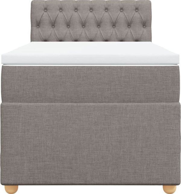 vidaXL Κρεβάτι κοντινεντάλ με στρώμα, taupe, ύφασμα, 90x200 cm