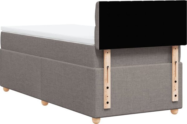 vidaXL Κρεβάτι κοντινεντάλ με στρώμα, taupe, ύφασμα, 90x200 cm