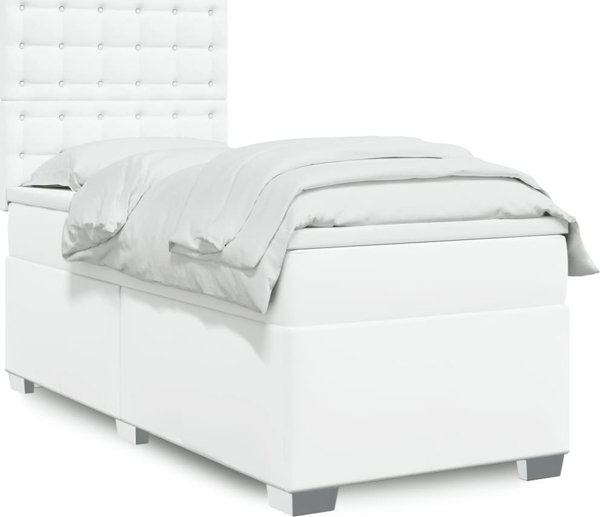 vidaXL Lozko kontynentalne z materacem biale ekoskora 80x200 cm