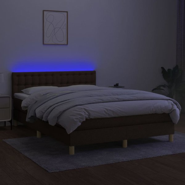 vidaXL Κρεβάτι κοντινεντάλ με στρώμα, καφέ, 140x200 εκ, ύφασμα