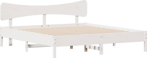 vidaXL Κορνίζα κρεβατιού χωρίς στρώμα, λευκή, 180x200 cm, μασίφ πεύκο