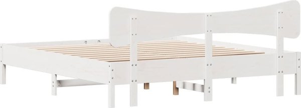 vidaXL Κορνίζα κρεβατιού χωρίς στρώμα, λευκή, 180x200 cm, μασίφ πεύκο