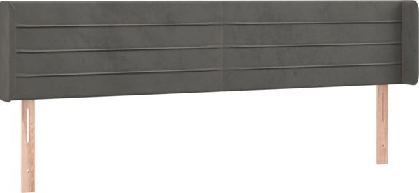 vidaXL Προσκέφαλο uszak, σκούρο γκρι, 163x16x78/88 εκ., βελούδο
