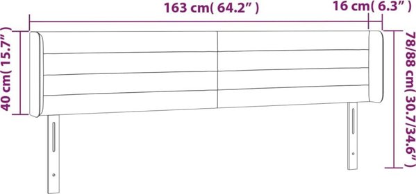 vidaXL Προσκέφαλο uszak, σκούρο γκρι, 163x16x78/88 εκ., βελούδο