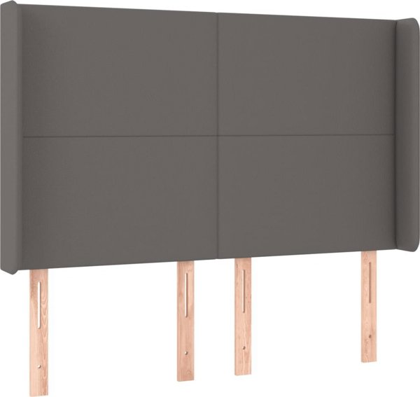 vidaXL Zaglowek do lotka z LED, szary, 147x16x118/128cm, sztuczna skora