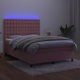 vidaXL Κρεβάτι κοντινένταλ με στρώμα και LED, ροζ βελούδο 140x190 cm