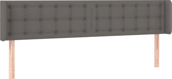 vidaXL Κεφαλάρι κρεβατιού με LED, γκρι, 203x16x78/88 cm, δερματίνη