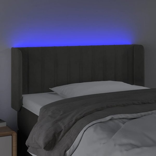 vidaXL Κεφαλάρι κρεβατιού με LED, σκούρο γκρι, 83x16x78/88 cm, βελούδο
