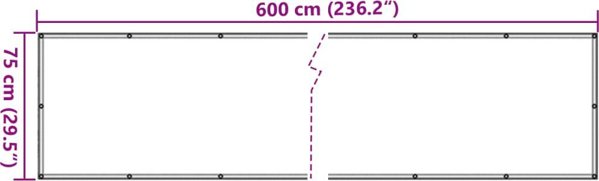 vidaXL Oslona balkonowa szara 600x75 cm PVC