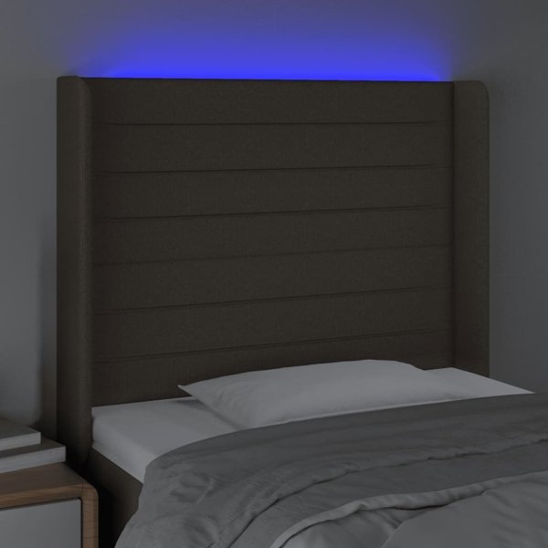 vidaXL Zaglowek do lozka z LED, taupe, 93x16x118/128 cm, tkanina