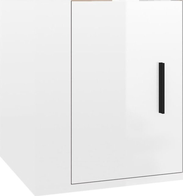 vidaXL Κρεμαστή ντουλάπα TV, γυαλιστερή λευκή, 40x34.5x40 εκ.