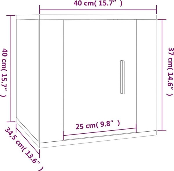 vidaXL Κρεμαστή ντουλάπα TV, γυαλιστερή λευκή, 40x34.5x40 εκ.