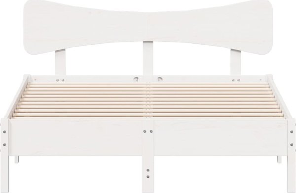 vidaXL Κορμός κρεβατιού χωρίς στρώμα, λευκός, 135x190 εκ., από μασίφ πεύκο