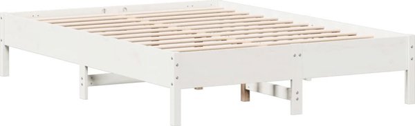 vidaXL Κορμός κρεβατιού χωρίς στρώμα, λευκός, 135x190 εκ., από μασίφ πεύκο