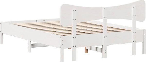 vidaXL Κορμός κρεβατιού χωρίς στρώμα, λευκός, 135x190 εκ., από μασίφ πεύκο