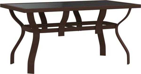 vidaXL Τραπέζι κήπου, καφέ-μαύρο, 140x70x70 cm, μέταλλο και γυαλί