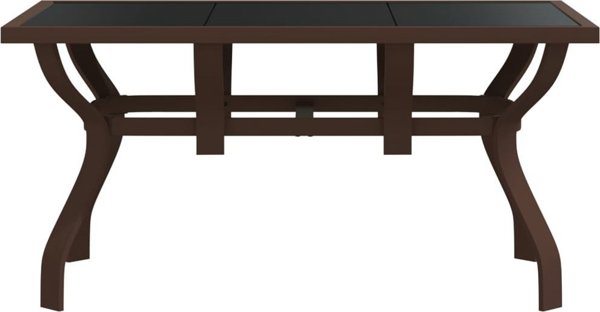 vidaXL Τραπέζι κήπου, καφέ-μαύρο, 140x70x70 cm, μέταλλο και γυαλί
