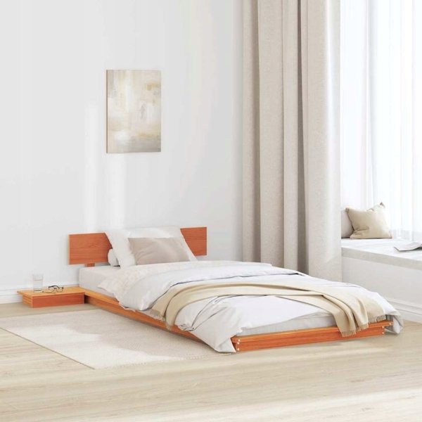 vidaXL Πλαίσιο Κρεβατιού από Ξύλο, Καφέ, 90 x 200 cm