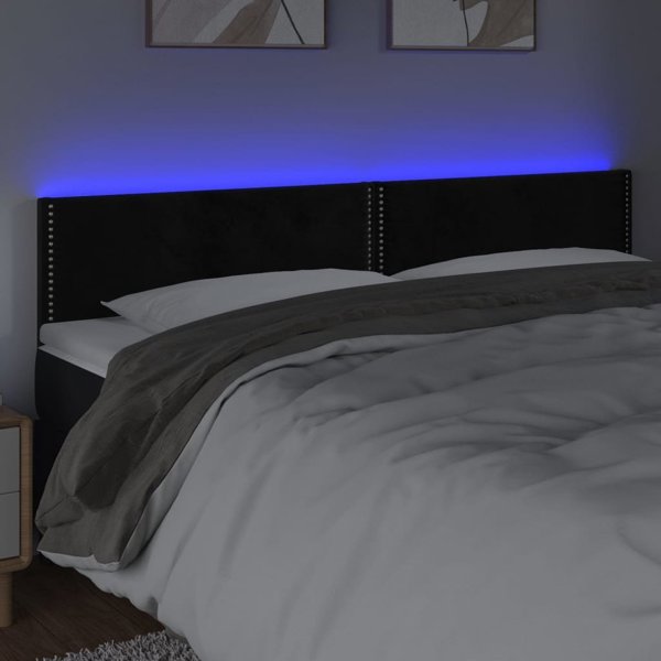 vidaXL Κεφαλάρι κρεβατιού με LED, μαύρος, 160x5x78/88 cm, βελούδο