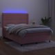 vidaXL Kontinentalno lozko me to materacem i LED, roz aksamit, 140x200 cm